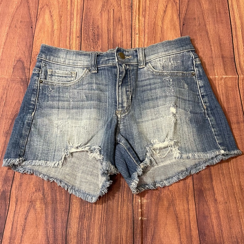 Harper Raw Hem Distressed Jean Shorts